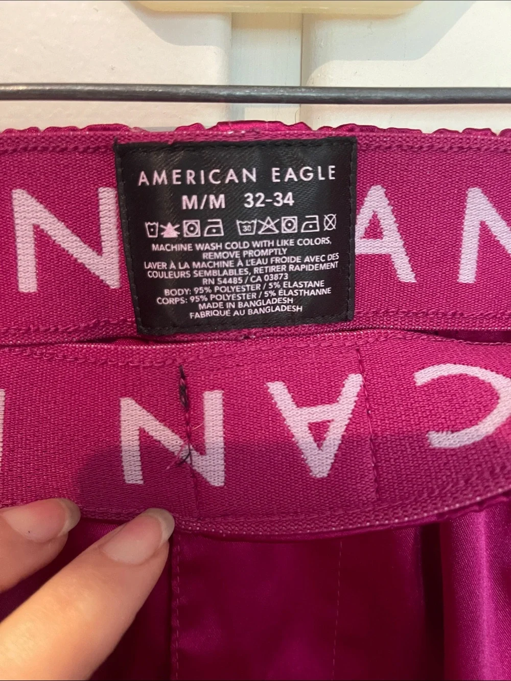 American Eagle Outfitters Men's Fuchsia Satin Hybrid Shorts